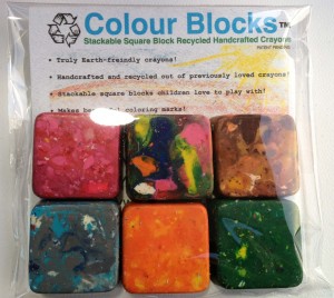 color blocks handcrafted recycled crayons