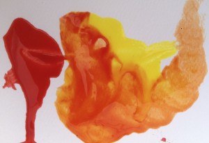 Mixing Primary Colors into Secondary, yellow, red, orange