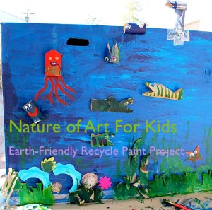 Kids Paint Recycled Cardboard Art Project, painting lessons