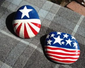 Rock Painting Kids Art Project, july 4th American Flag colors
