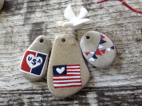 American flag rock ideas, july 4th painting