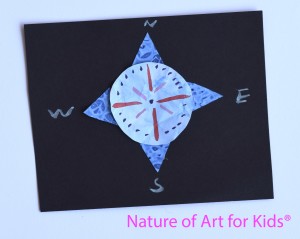 Kids Art Painting | Ocean Water | Map Technique Lessons, compass rose art collage
