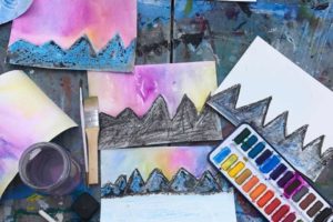 watercolor art activities for children at home, homeschooling